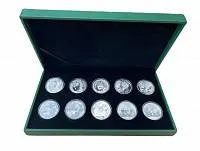 Набор из 10-ти монет Панда 2001-2010 гг, Серебро, 311 гр., проба 999, КИТАЙ