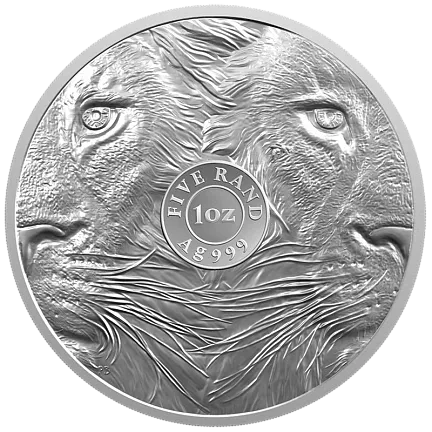 Монета "Лев", 2025 г., Серебро, 31,1 гр., проба 999, ЮЖНАЯ АФРИКА