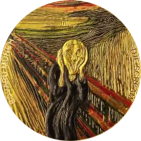 Монета "Крик. Эдвард Мунк", 2022 г., Серебро, 62,2 гр., проба 999, ГАНА