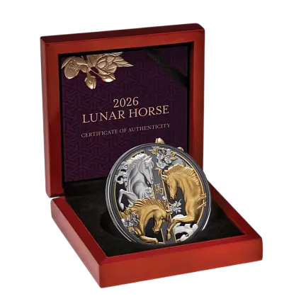 Монета «Год Лошади», 2026 г., Серебро, 155,5 гр., проба 999, НИУЭ