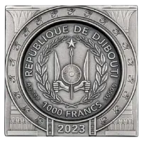 Монета "Пирамида",  2023 г., Серебро, 1 000 гр., проба 999, ДЖИБУТИ
