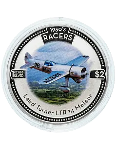 Монета "Воздушные гонки 1930-х - Самолет  LTR-14" 2006 г., 31,1 гр., проба 999.9, ОСТРОВА КУКА