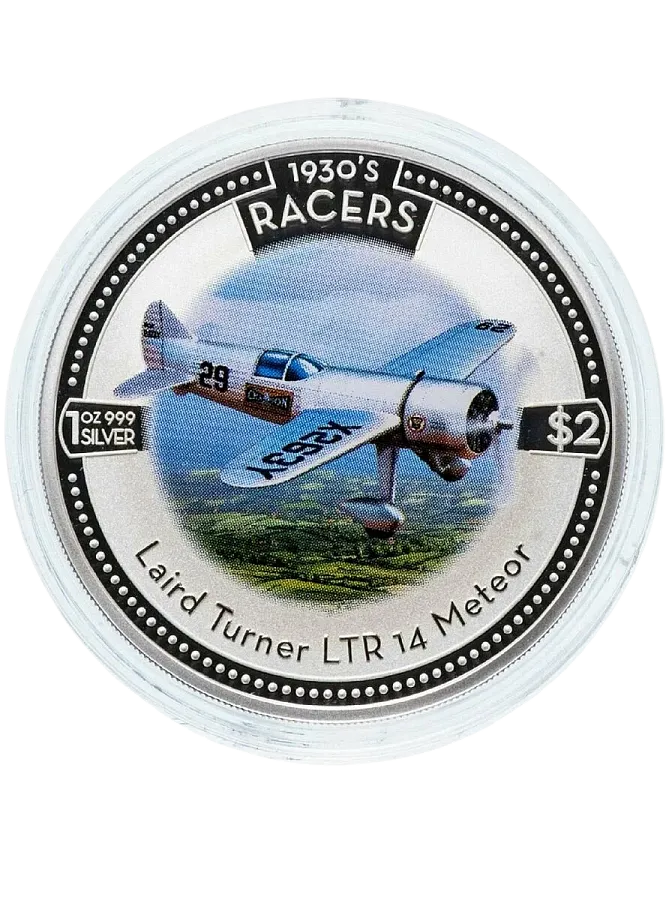 Монета "Воздушные гонки 1930-х - Самолет  LTR-14" 2006 г., 31,1 гр., проба 999.9, ОСТРОВА КУКА