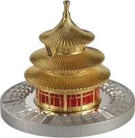 Монета «Храм Небес», 2025 г., Серебро, 93,3 гр., проба 999, САМОА