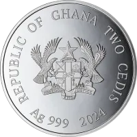 Монета «Год Дракона», 2024 г., Серебро, 15,55 гр., проба 999, ГАНА