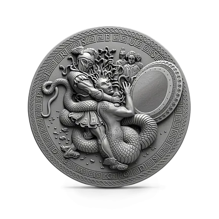 Монета "Персей. Медуза Гаргона",  2018 г., Серебро, 62 гр., проба 999, НИУЭ