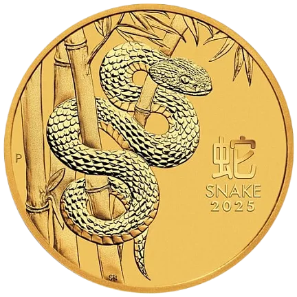 Монета «Лунный календарь Год Змеи», 2025 г., Золото, 15,55 гр., проба 9999, АВСТРАЛИЯ