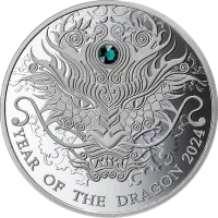 Монета «Год Дракона», 2024 г., Серебро, 15,55 гр., проба 999, ГАНА