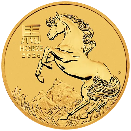 Монета «Год Лошади», 2026 г., Золото, 31,1 гр., проба 999.9, АВСТРАЛИЯ
