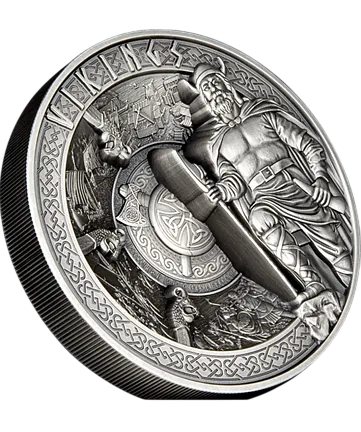 Монета "Викинги ", 2023 г., Серебро, 1 000 гр., проба 999, САМОА