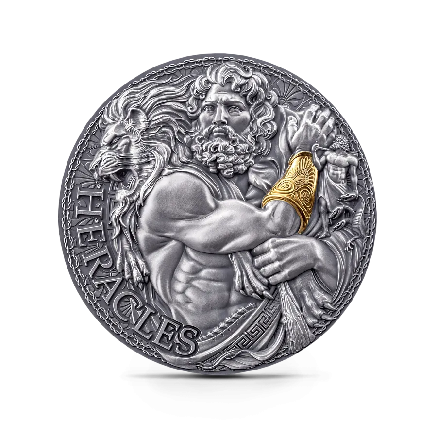 Монета "Геракл", 2025 г., Серебро, 62,2 гр., проба 999, КАМЕРУН
