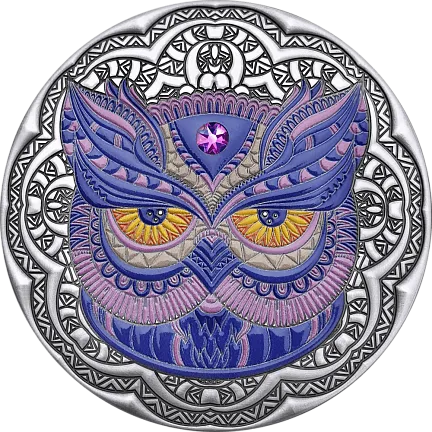 Монета «Сова. Mandala Art», 2020 г., Серебро, 62,2 гр., проба 999, НИУЭ