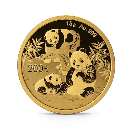 Монета "Панда", 2025 г., Золото, 15 гр., проба 999, КИТАЙ