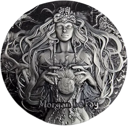 Монета "Моргана Ле Фей", 2025 г., 62,2 гр., проба 999, КАМЕРУН