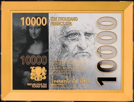 Монета «Мона Лиза. Леонардо да Винчи», 2022 г., Серебро, 62,2 гр., проба 999, ЧАД